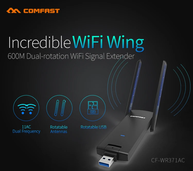 

1PCS usb CF-WR371AC 600Mbps comfast WiFi Repeater 11AC Gigabit dual frequency 5g desktop laptop computer WiFi receiver remote