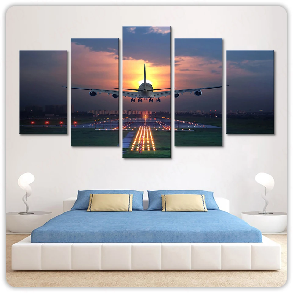 Modular Pictures Vintage Home Decor 5 Panel Sunset Lights Airplane Lawn Paintings On Canvas Posters And Prints On The Wall
Modular Pictures Vintage Home Decor 5 Panel Sunset Lights Airplane Lawn Paintings On Canvas Posters And Prints On The Wall