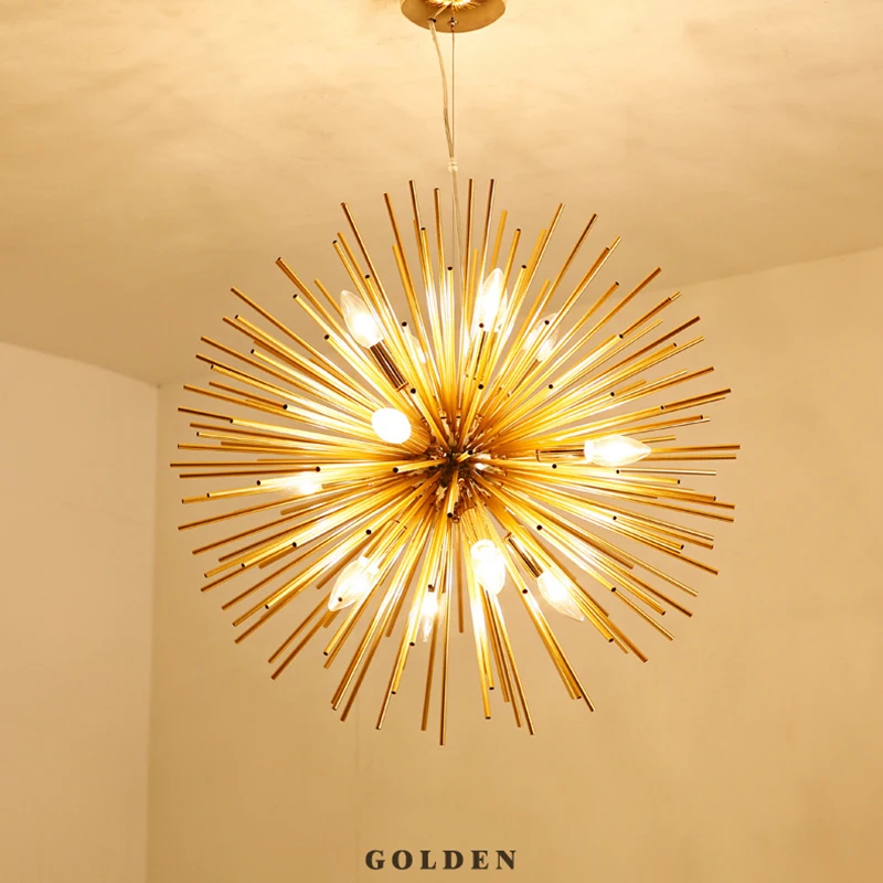 

2021 Nordic LED Aluminum Dandelion Chandeliers Lighting Sputnik Pendant Lamp Fixture for Restaurant Home Decor Pendant Lights