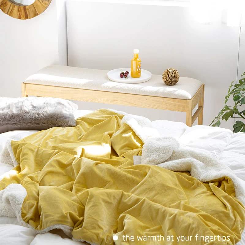 Double Layer Thicken Blanket Small and Portable Flannel Throw Fluffy plush sherpa | Дом и сад