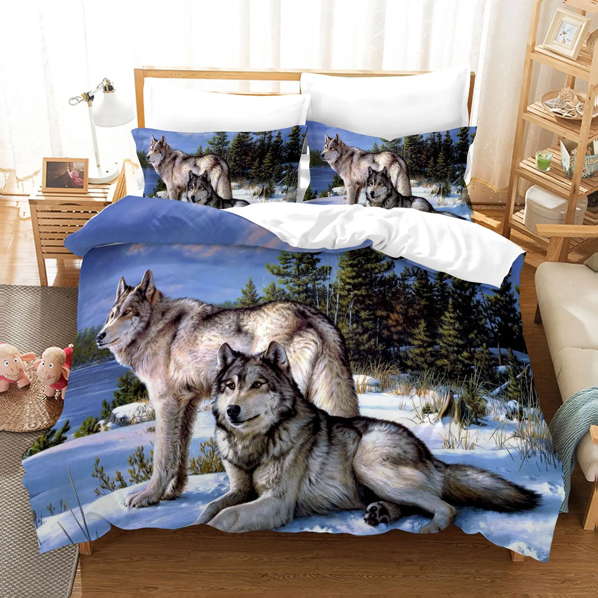 3D Print Wolf Animal Black White Duvet Cover Set 2/3pcs Bedding Set With Pillowcase Home Textiles Comforter Sets In Winter
3D Print Wolf Animal Black White Duvet Cover Set 2/3pcs Bedding Set With Pillowcase Home Textiles Comforter Sets In Winter