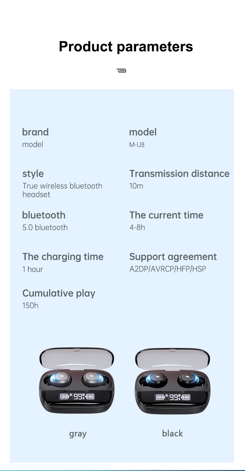 TWS-наушники с цифровым дисплеем Bluetooth-совместимая стереогарнитура Беспроводные