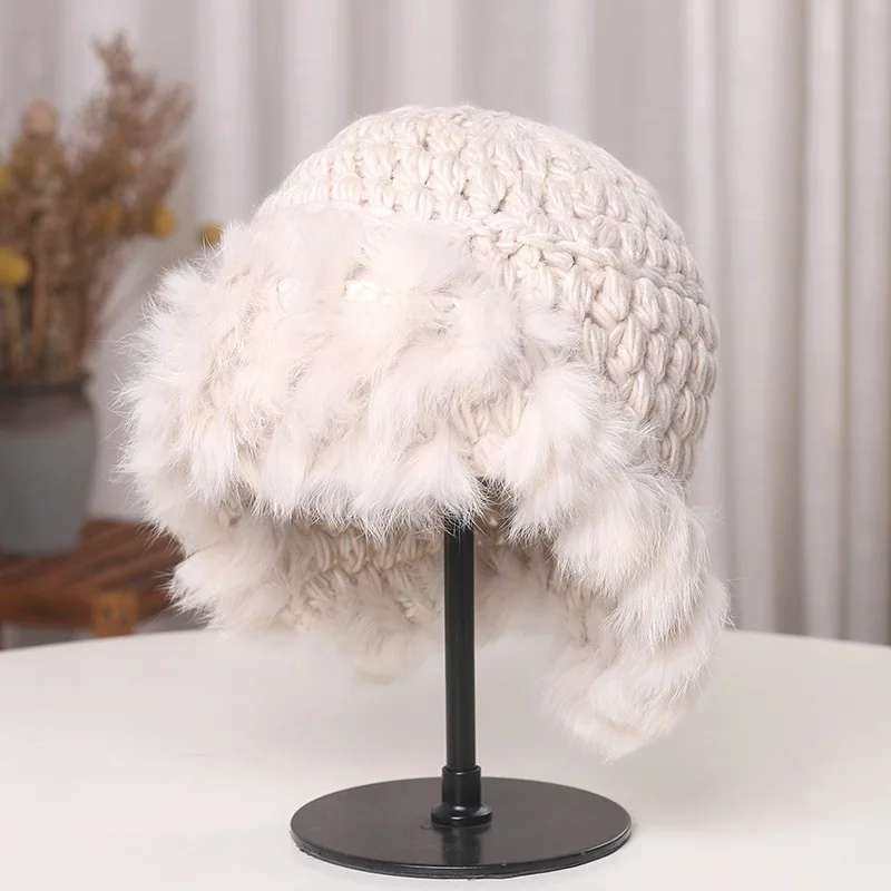 Winter Warm Wool Hat, Hand-Woven Round-Top Fur Hat, Korean Version Of Rabbit Hair Knitted Earmuff Hat
Winter Warm Wool Hat, Hand-Woven Round-Top Fur Hat, Korean Version Of Rabbit Hair Knitted Earmuff Hat