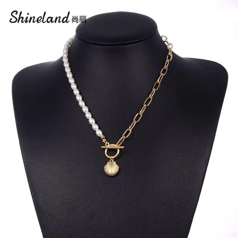 Shineland Gothic Punk Simulated Pearl Choker Necklace for Women Collar Statement Gold Color Geometric Metal Shell Jewelry Cheap
Shineland Gothic Punk Simulated Pearl Choker Necklace for Women Collar Statement Gold Color Geometric Metal Shell Jewelry Cheap