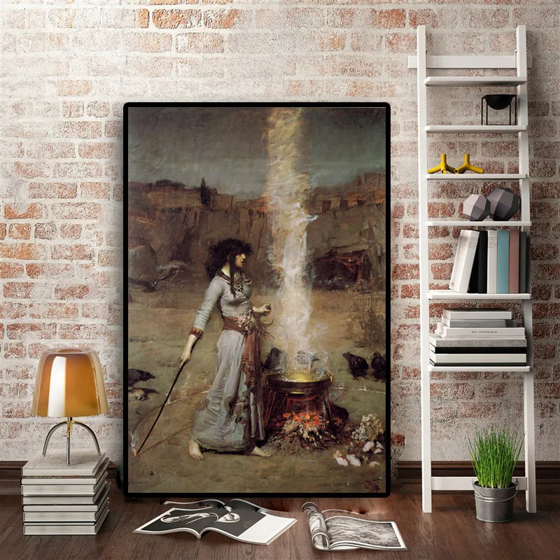 Картина на холсте Портрет женщины волшебный круг Джон Уильям постеры принты