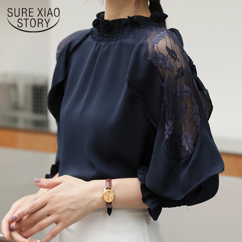 Women Chiffon Blouse Spliced Shirts 2021 Solid Pullover Tops Ladies Elegant Office Loose Stand Collar Lace Women Blusas 10083
Women Chiffon Blouse Spliced Shirts 2021 Solid Pullover Tops Ladies Elegant Office Loose Stand Collar Lace Women Blusas 10083