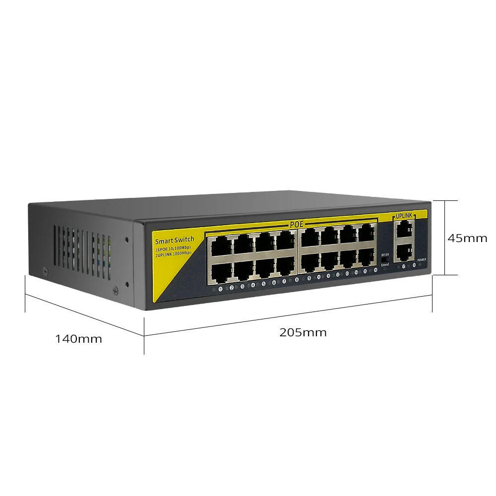 Hiseeu 48V 16 Ports POE Switch Ethernet 10/100Mbps IEEE 802.3 af/at for IP Camera CCTV Security Camera System
Hiseeu 48V 16 Ports POE Switch Ethernet 10/100Mbps IEEE 802.3 af/at for IP Camera CCTV Security Camera System