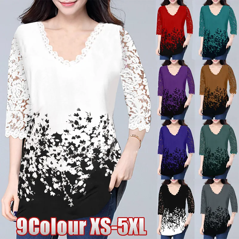 Floral Print Women Blouse Shirt Half Sleeve V Neck Pullover Tops Shirts 2021 Autumn Hollow Out Lace Female Casual Shirt
Floral Print Women Blouse Shirt Half Sleeve V Neck Pullover Tops Shirts 2021 Autumn Hollow Out Lace Female Casual Shirt