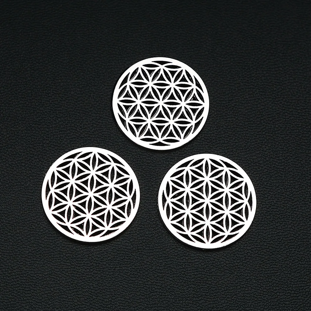 

8PCS/Lots 23mm Antique Silver Plated Flower Of Life Charms Hollow Pendants For Handmade Making DIY Tibetan Findings Jewelry