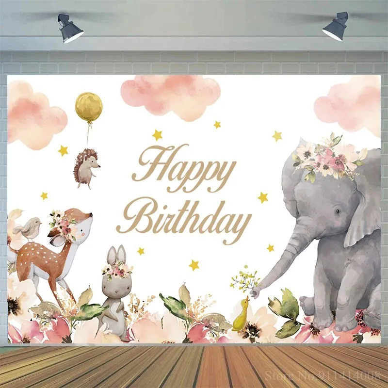 Elephant Mum Little Bunny Flowers Kids Birthday Backdrops Photography Golded Stars Newborn Baby Shower Wild One Photo Background
Elephant Mum Little Bunny Flowers Kids Birthday Backdrops Photography Golded Stars Newborn Baby Shower Wild One Photo Background