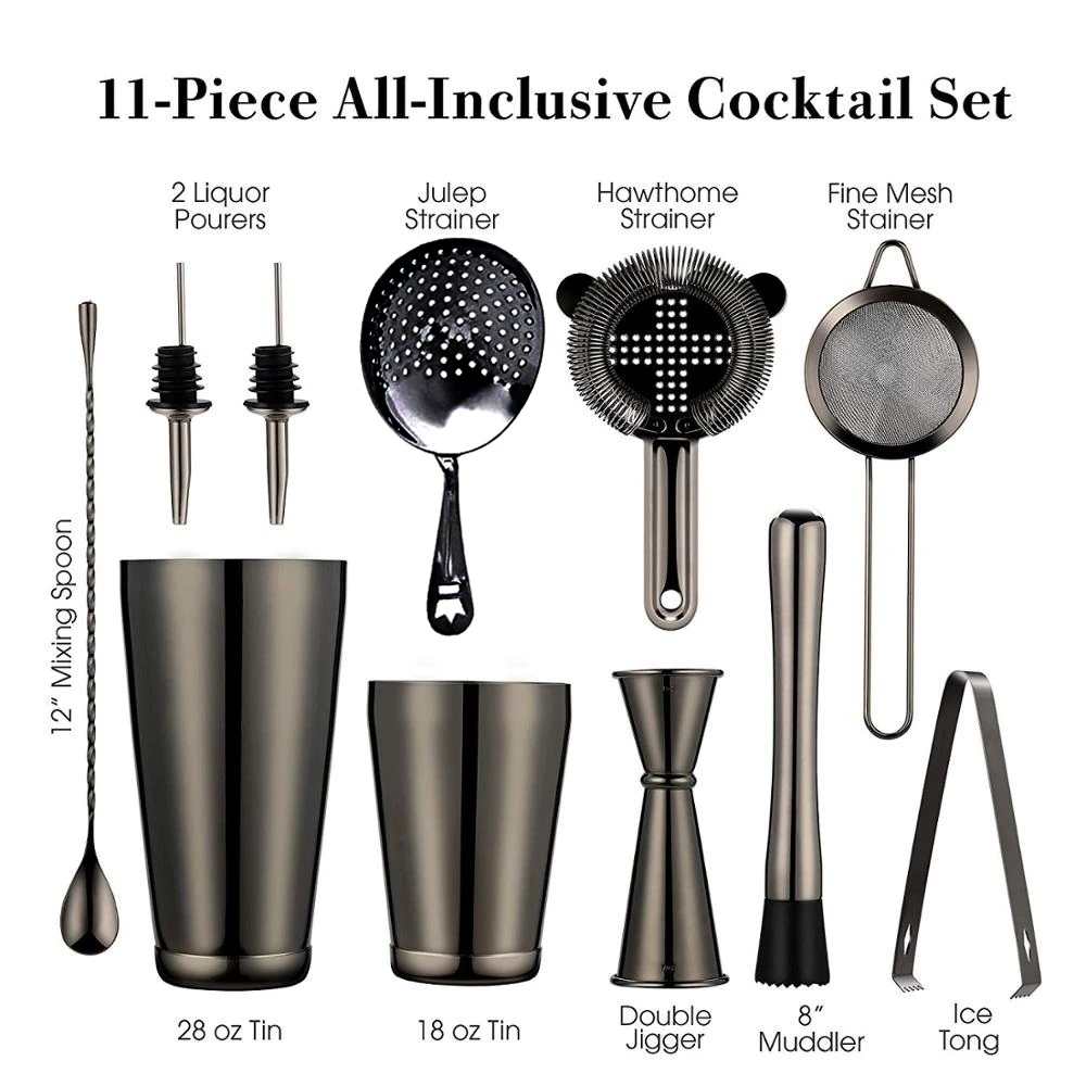 Cocktail Shaker Bar Set: 2 Weighted Boston Shakers, Cocktail Strainer Set,Jigger,Muddler and Spoon, Ice Tong and 2 Bottle Pourer
Cocktail Shaker Bar Set: 2 Weighted Boston Shakers, Cocktail Strainer Set,Jigger,Muddler and Spoon, Ice Tong and 2 Bottle Pourer