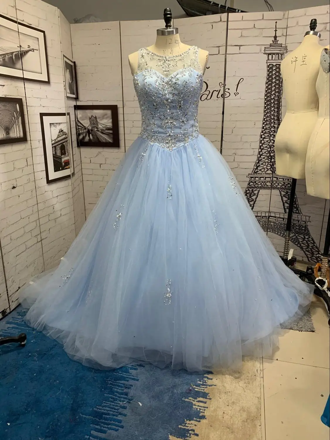 Женское бальное платье без рукавов, Длинное Пышное платье из тюля с бусинами и круглым вырезом, платье для выпусквечерние вечера, 15 
Женское бальное платье без рукавов, Длинное Пышное платье из тюля с бусинами и круглым вырезом, платье для выпусквечерние вечера, 15