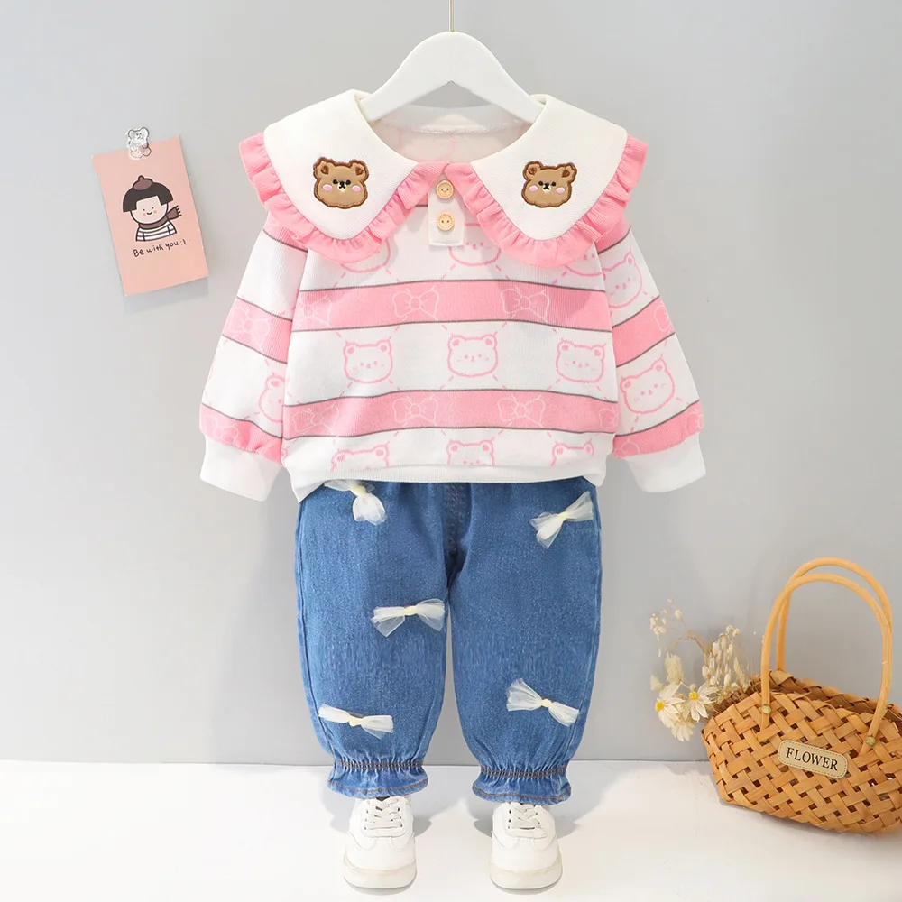 Toddler Girl Outfit Spring Infant Doll Collar Cartoon Pullover+Jeans Two Piece Baby Suit Comfortable Cotton Casual Newborn Set
Toddler Girl Outfit Spring Infant Doll Collar Cartoon Pullover+Jeans Two Piece Baby Suit Comfortable Cotton Casual Newborn Set