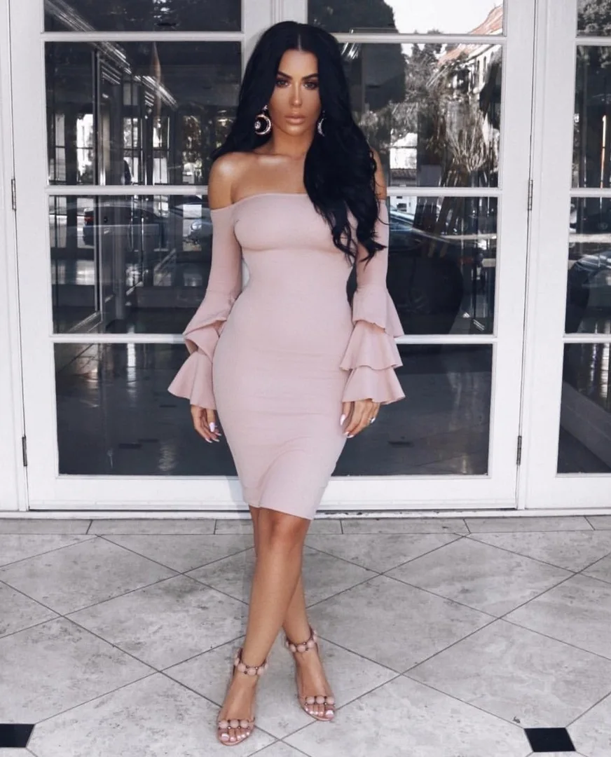 Womens Hip Dresses Holiday Dress Sexy Slim Word Collar Flared Sleeve Dress Summer Sexy & Club
Womens Hip Dresses Holiday Dress Sexy Slim Word Collar Flared Sleeve Dress Summer Sexy & Club