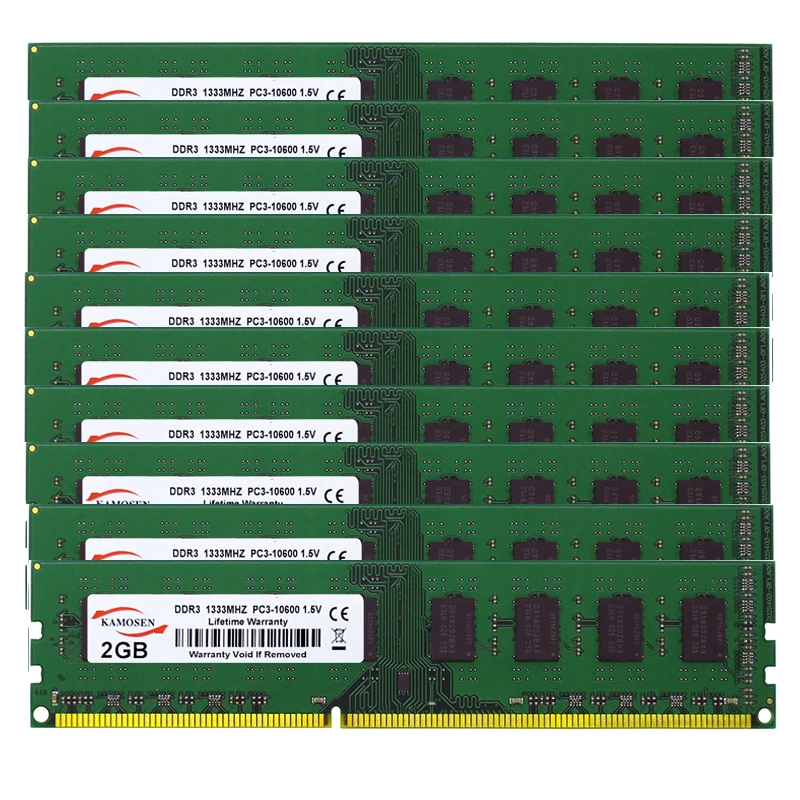 10 шт. X 2 Гб ddr3 1333 МГц pc3-10600u desktop memory DIMM 240-pin RAM 1 5 v non-ECC | Компьютеры и офис