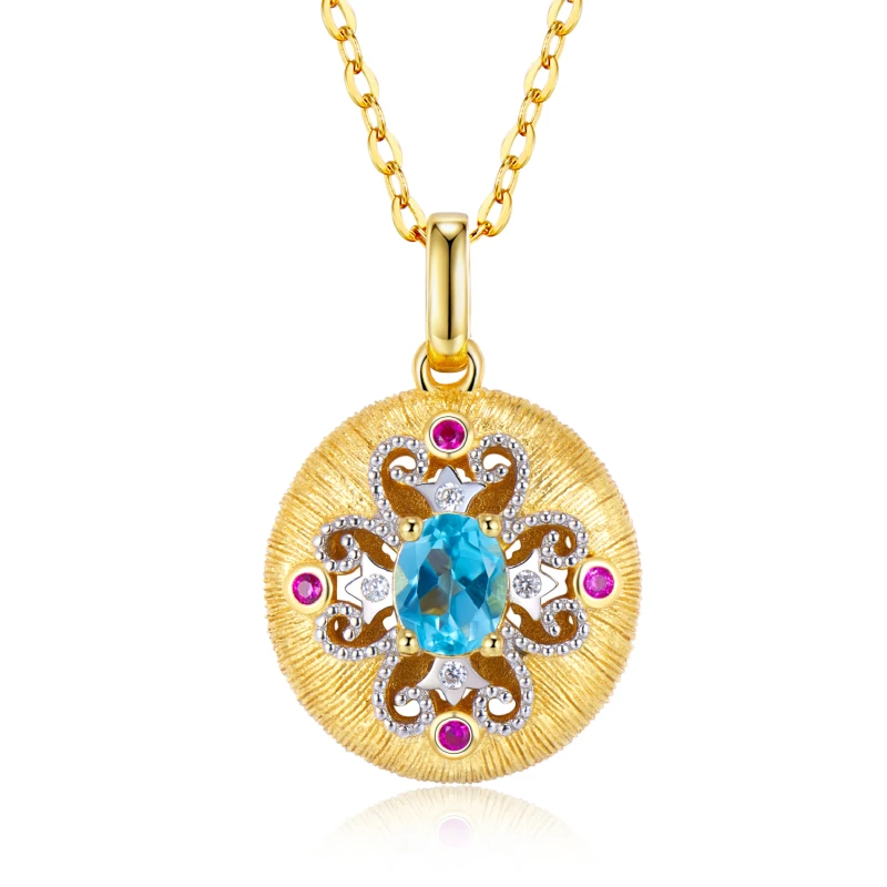 LYNACCS High-end Jewelry 925 Sterling Silver Vintage Pattern Blue Topaz Gemstone Necklace for Women Engagement Wedding Jewellery
LYNACCS High-end Jewelry 925 Sterling Silver Vintage Pattern Blue Topaz Gemstone Necklace for Women Engagement Wedding Jewellery
