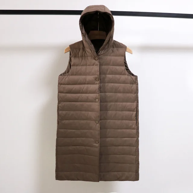 Turn-down Collar Jacket Single Breasted Warm Suit Vest Women's Long Vest Ultra Light Down Vests Hooded Sleeveless
Turn-down Collar Jacket Single Breasted Warm Suit Vest Women's Long Vest Ultra Light Down Vests Hooded Sleeveless