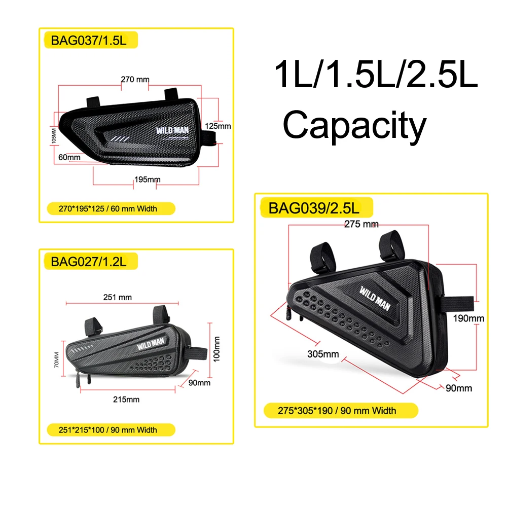 WILD MAN Hard Shell Bike Bag MTB Road Bicycle Bag Carbon Pattern Waterproof Top Tube Bag Cycling Saddle Bag 2.5L High Capacity
WILD MAN Hard Shell Bike Bag MTB Road Bicycle Bag Carbon Pattern Waterproof Top Tube Bag Cycling Saddle Bag 2.5L High Capacity