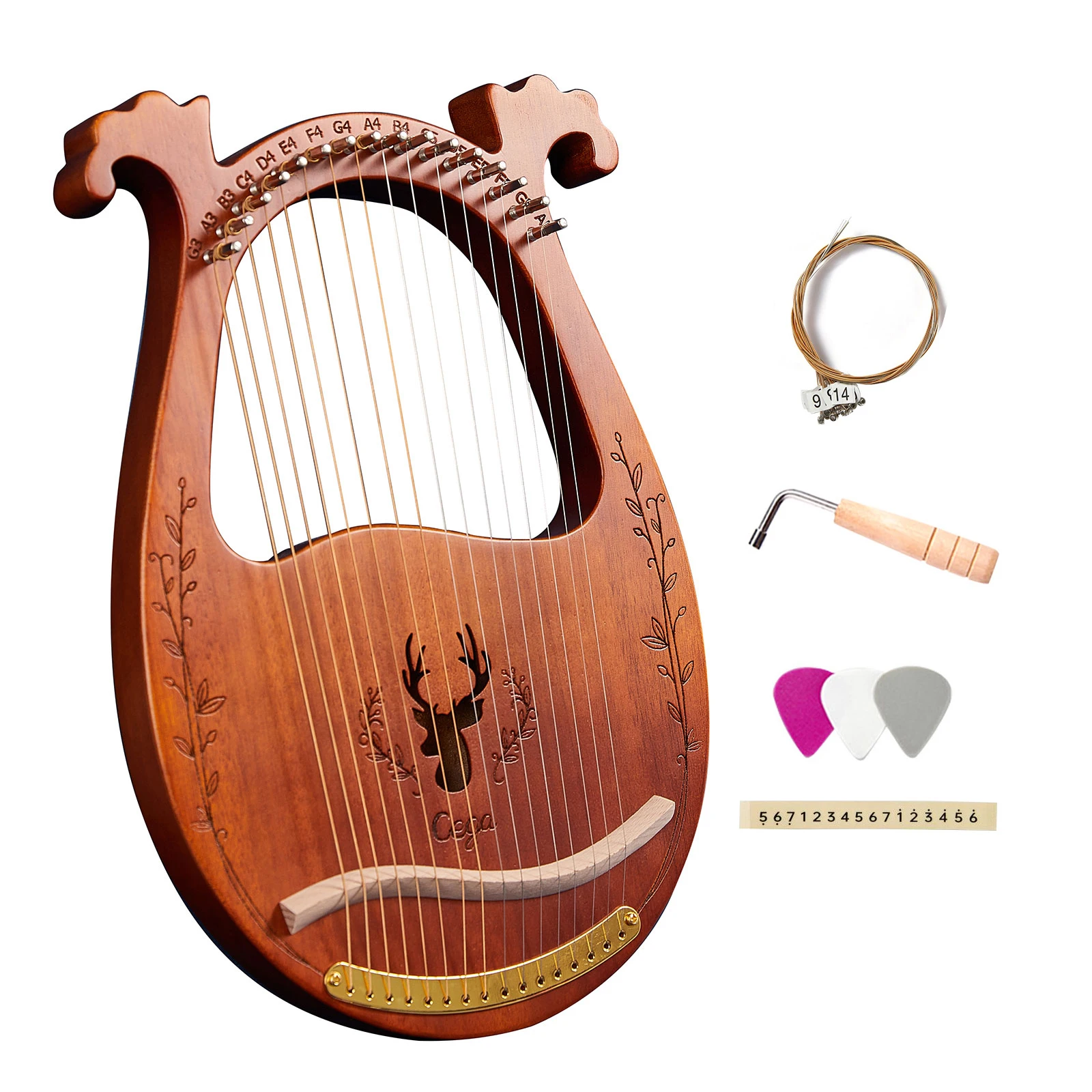 16-String Wooden Lyre Harp Resonance Box String Instrument with Tuning Wrench 3pcs Picks Stringed instruments
16-String Wooden Lyre Harp Resonance Box String Instrument with Tuning Wrench 3pcs Picks Stringed instruments