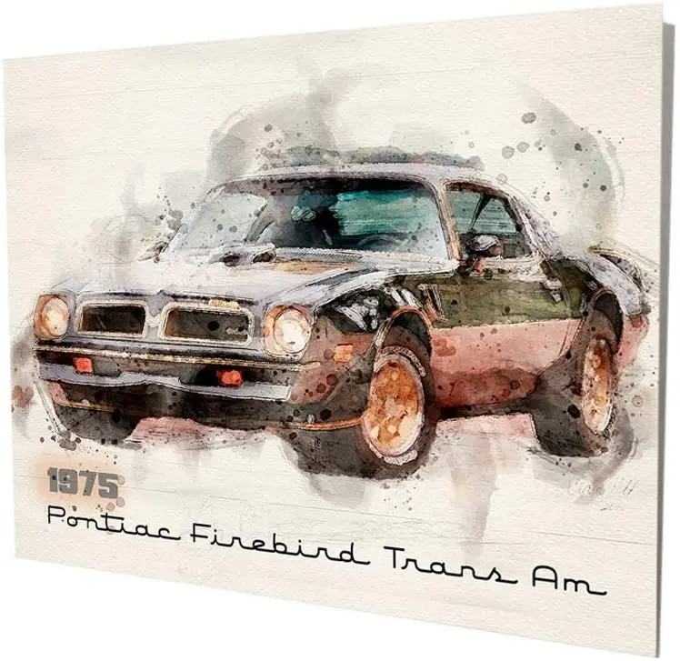 

1975 Compatible with Pontiac Trans Am Firebird Muscle Car Classic Car Water Color Design Vintage Style Metal Signs Metal Tin Al