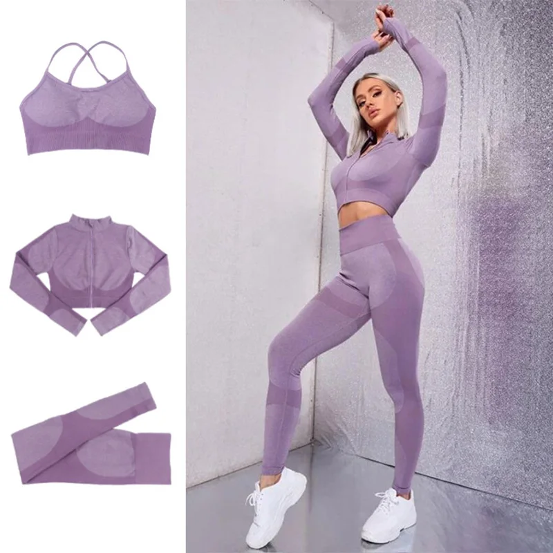 ASHEYWR Women Seamless Long Sleeve Sets High Elastic Knit Zipper Tops 3-Piece Set Fitness High Waist Push Up Workout Suit Female
ASHEYWR Women Seamless Long Sleeve Sets High Elastic Knit Zipper Tops 3-Piece Set Fitness High Waist Push Up Workout Suit Female