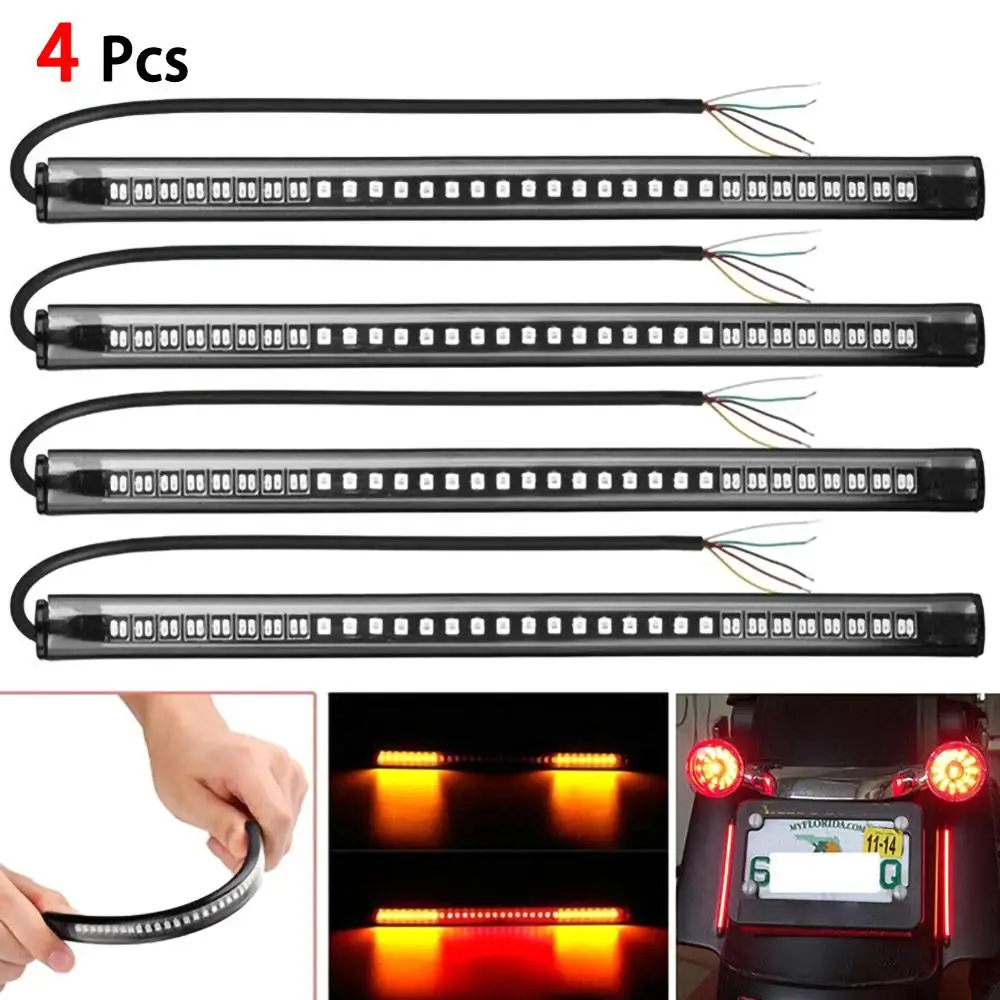 1/ 4pcs Flexible 48 LED 2835 3014 SMD Motorcycle Light Bar Strip Tail Turn Signal Tail Rear Brake Stop Bulb Lamp Brake Light 
1/ 4pcs Flexible 48 LED 2835 3014 SMD Motorcycle Light Bar Strip Tail Turn Signal Tail Rear Brake Stop Bulb Lamp Brake Light