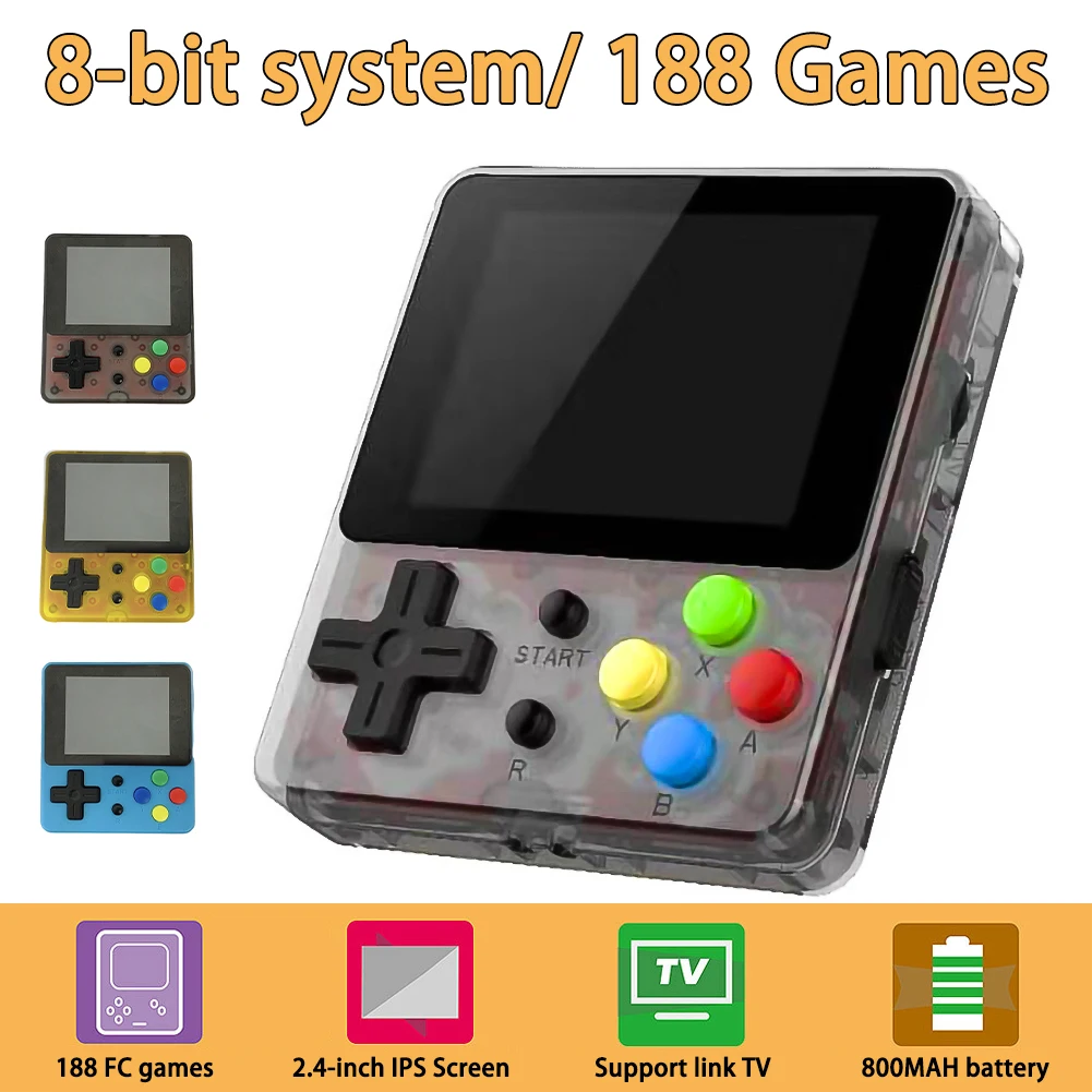 Portable Video Game Console 8 Bit Retro Mini Pocket Handheld Game Player Built-in 188 Classic Games for Child Nostalgic Player
Portable Video Game Console 8 Bit Retro Mini Pocket Handheld Game Player Built-in 188 Classic Games for Child Nostalgic Player
