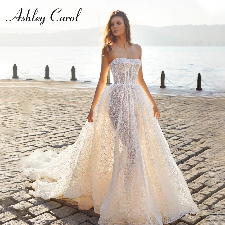 Ashley Carol A-Line Wedding Dress 2022 Charming Strapless With Lace Appliques Bride Illusion Chapel Train Beach Boho Bridal Gown
Ashley Carol A-Line Wedding Dress 2022 Charming Strapless With Lace Appliques Bride Illusion Chapel Train Beach Boho Bridal Gown