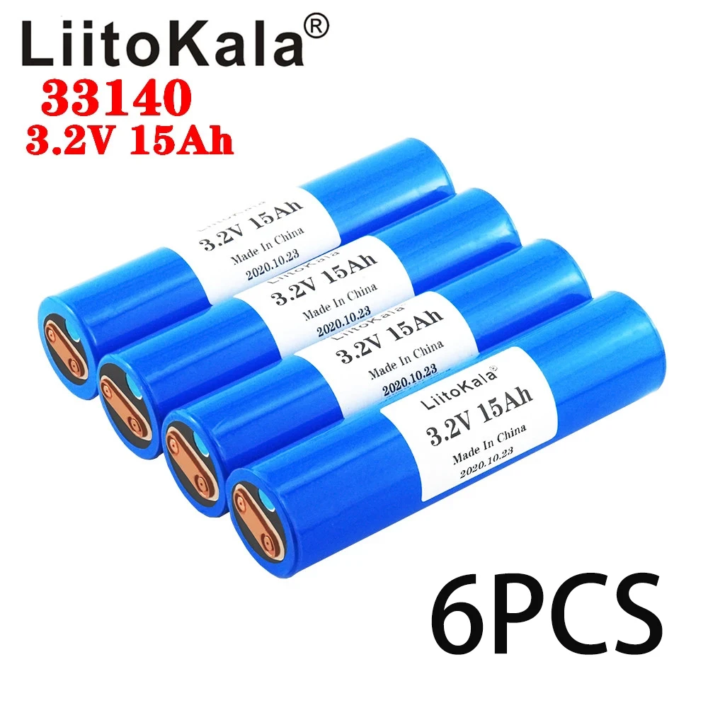 6PCS LiitoKala 33140 3.2v 15Ah lifepo4 lithium batteries 3.2V Cells for diy 12v 24v e bike e-scooter power tools Battery pack
6PCS LiitoKala 33140 3.2v 15Ah lifepo4 lithium batteries 3.2V Cells for diy 12v 24v e bike e-scooter power tools Battery pack