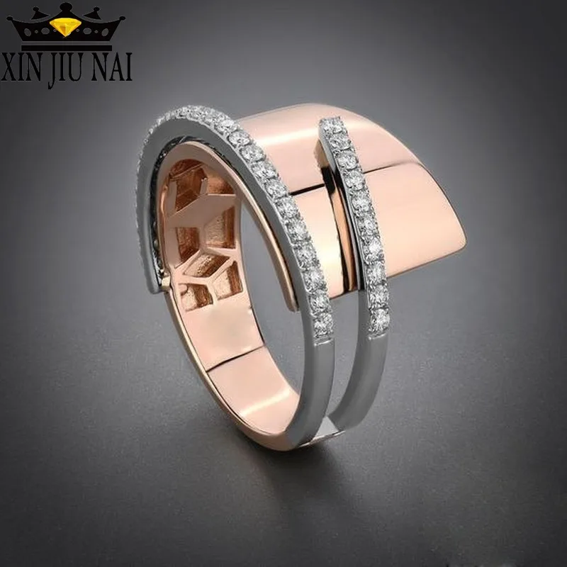 Rongxing luxury simple atmosphere two-color round zircon fashion ladies engagement party ring charm gift
Rongxing luxury simple atmosphere two-color round zircon fashion ladies engagement party ring charm gift