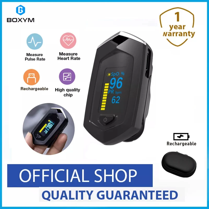 BOXYM Finger Pulse Oximeter Medical Rechargeable Digital Oximetro De Dedo SpO2 PR OLED Pulsioximetro Heart Rate Monitor
BOXYM Finger Pulse Oximeter Medical Rechargeable Digital Oximetro De Dedo SpO2 PR OLED Pulsioximetro Heart Rate Monitor