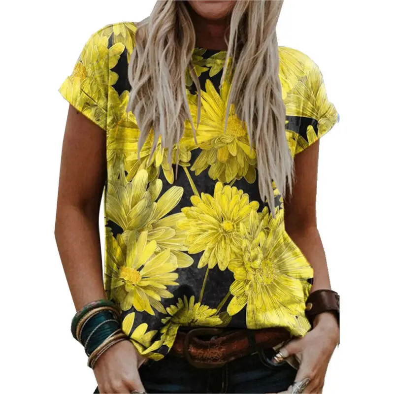 Women Casual Short Sleeve Crew Neck T-Shirt Floral Blouse Basic Tee Shirt Top
Women Casual Short Sleeve Crew Neck T-Shirt Floral Blouse Basic Tee Shirt Top