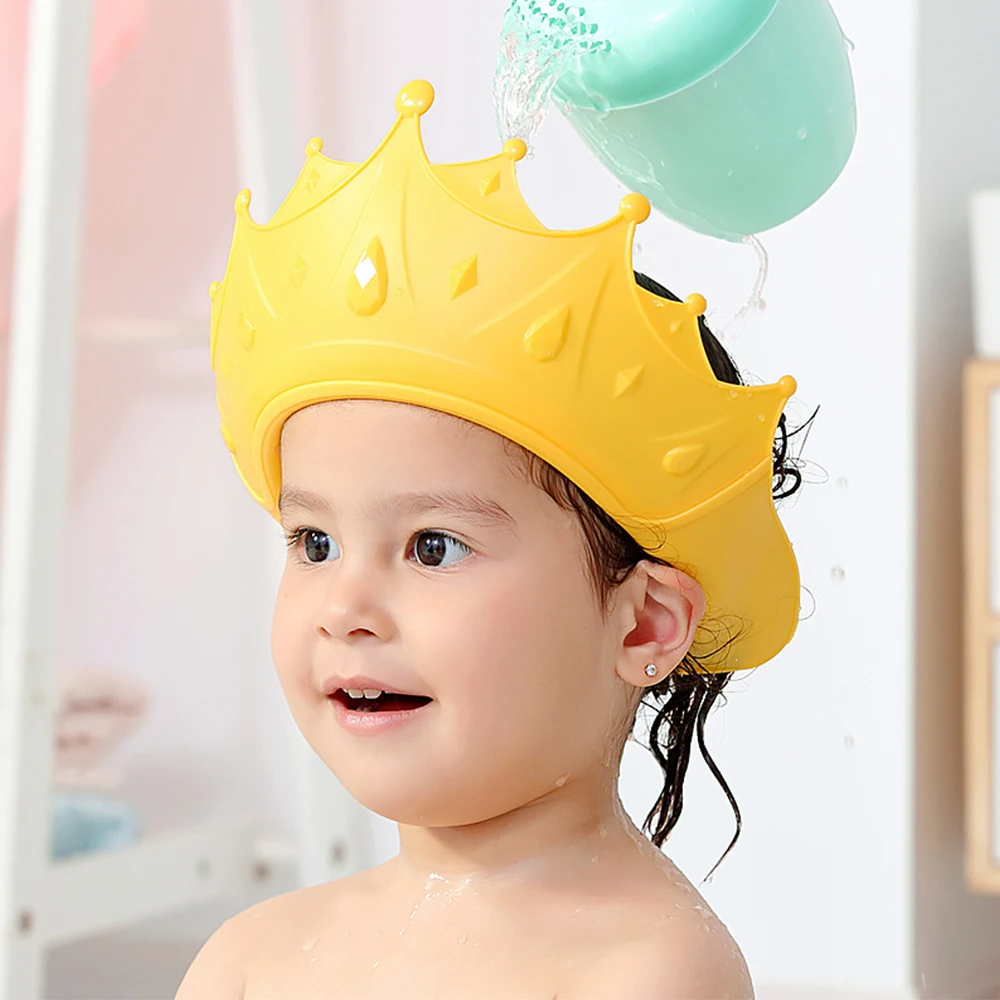 Мягкая шапка для душа регулируемая мытья волос детская защита глаз и ушей