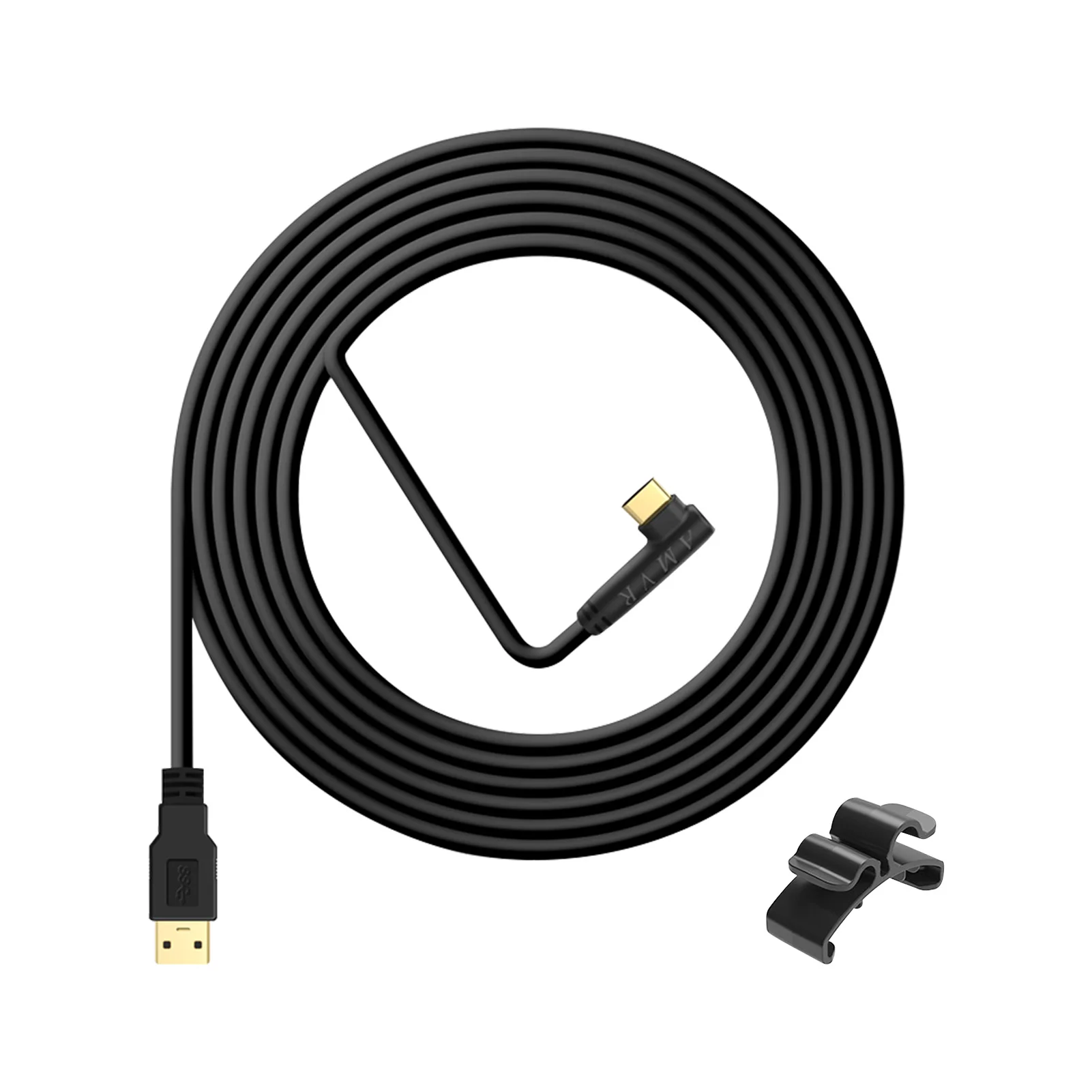 

16FT High Speed Data Transfer PVC Link Cable 5Gbps With Fixing Clip Portable Black Durable Fast Charging For Oculus Quest 2
