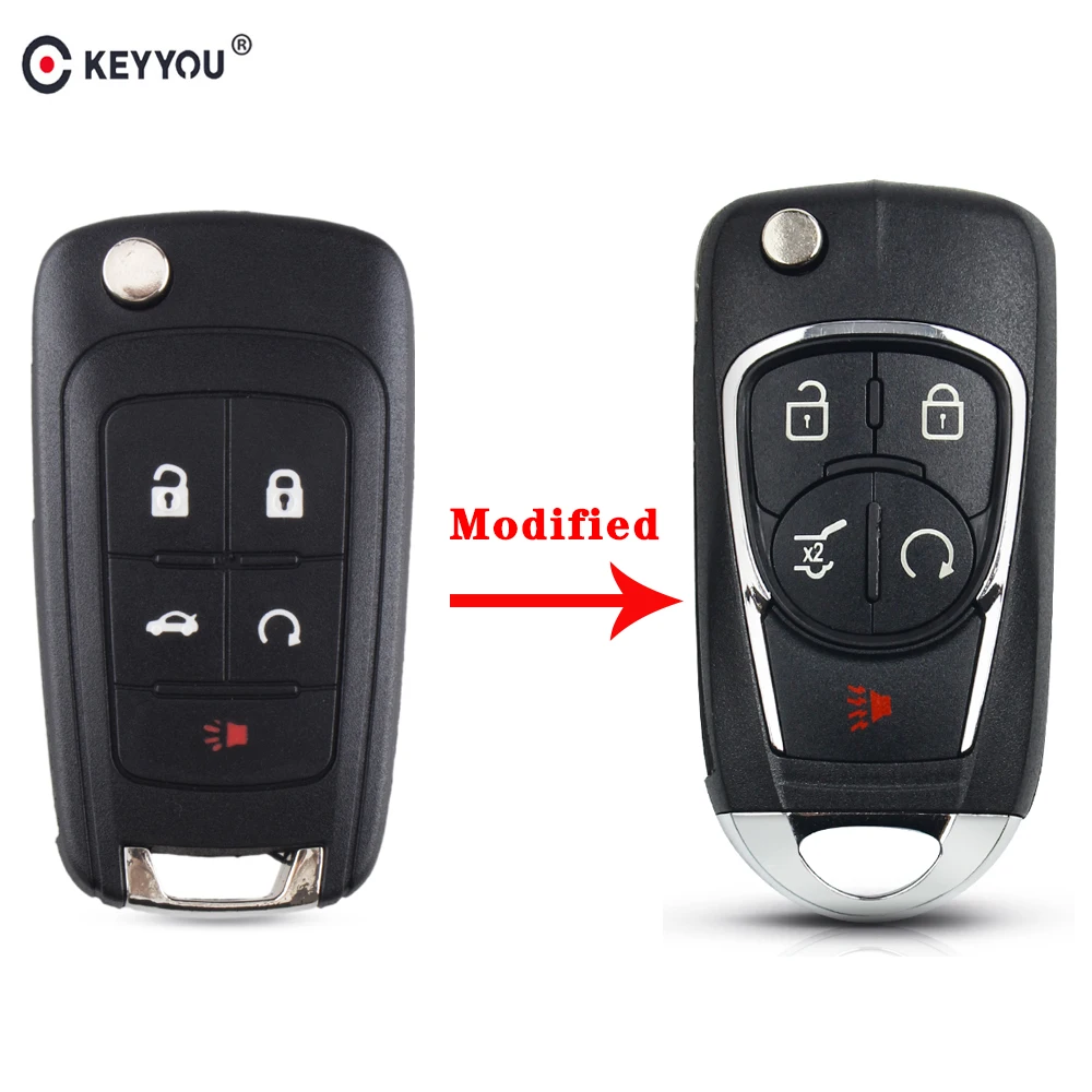 KEYYOU Modified 5 Buttons Folding Car Key Shell Blank Cover For Opel Buick Excelle Verano La Crosse Regal Remote Fob Case | Автомобили и