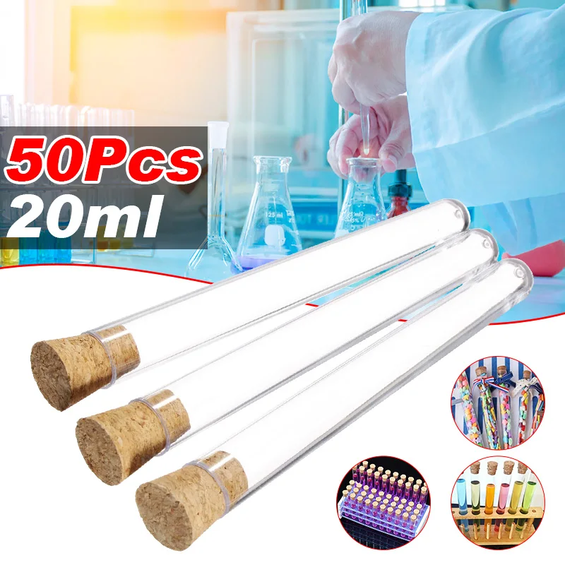 50Pcs/Pack 15x150mm Transparent Laboratory Clear Plastic Test Tubes Vials With Push Caps School Lab Supplies
50Pcs/Pack 15x150mm Transparent Laboratory Clear Plastic Test Tubes Vials With Push Caps School Lab Supplies
