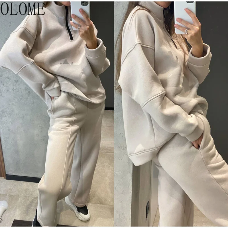 OLOME Tracksuit Casual Solid Hooded Sport Suits Female Autumn Long Sleeve Hoodie Sweatshirts And Long Pant Fleece Two Piece Set
OLOME Tracksuit Casual Solid Hooded Sport Suits Female Autumn Long Sleeve Hoodie Sweatshirts And Long Pant Fleece Two Piece Set