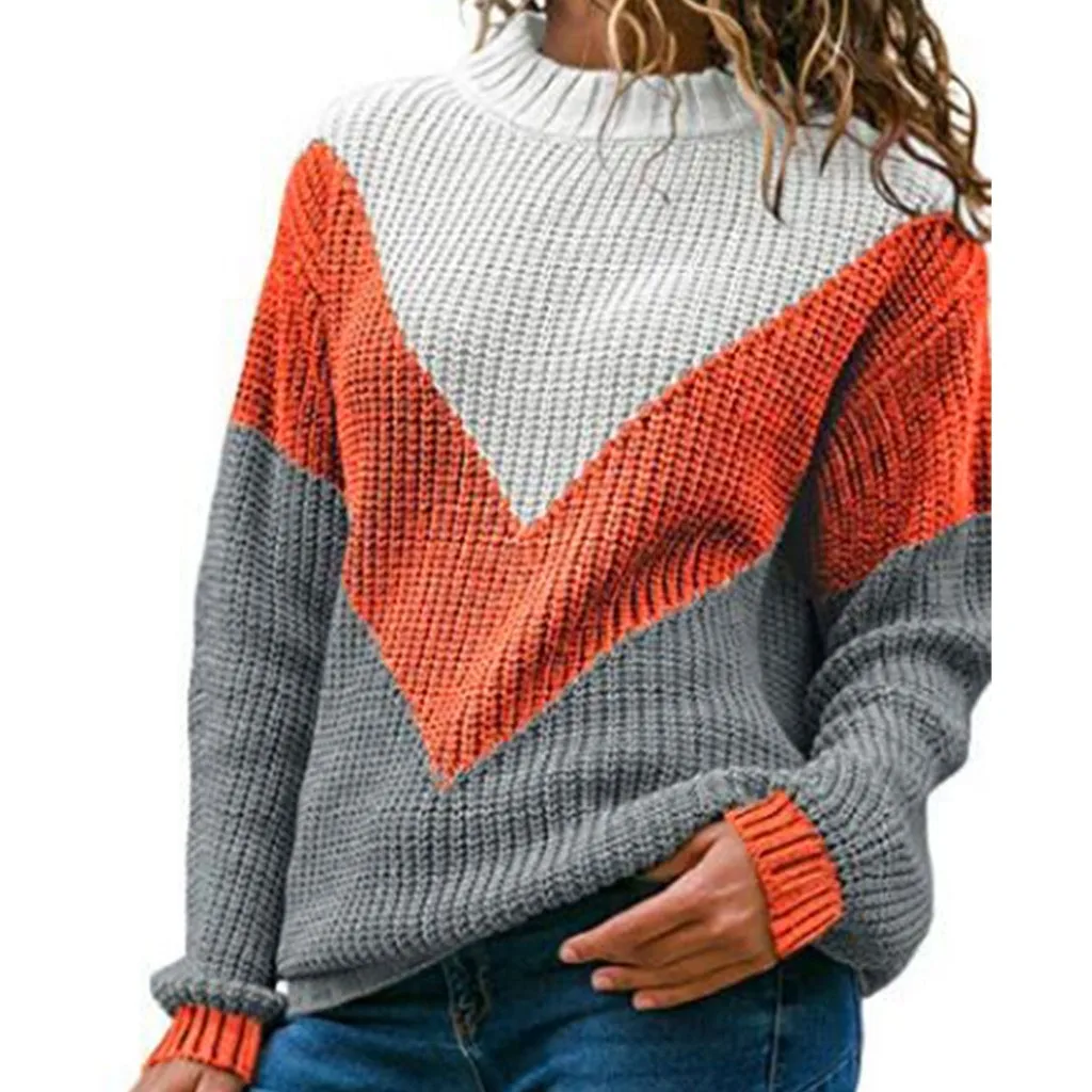Women's Round Neck Loose Large Size Pullover 2021 New Autumn and Winter Sweater Contrast Stitching Knit Sweater Vintage Clothing
Women's Round Neck Loose Large Size Pullover 2021 New Autumn and Winter Sweater Contrast Stitching Knit Sweater Vintage Clothing