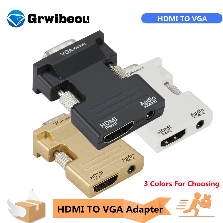 Фото Кабель-переходник HDMI (штекер)/VGA (разъем) Grwibeou 1080p цифро-аналоговое преобразование
