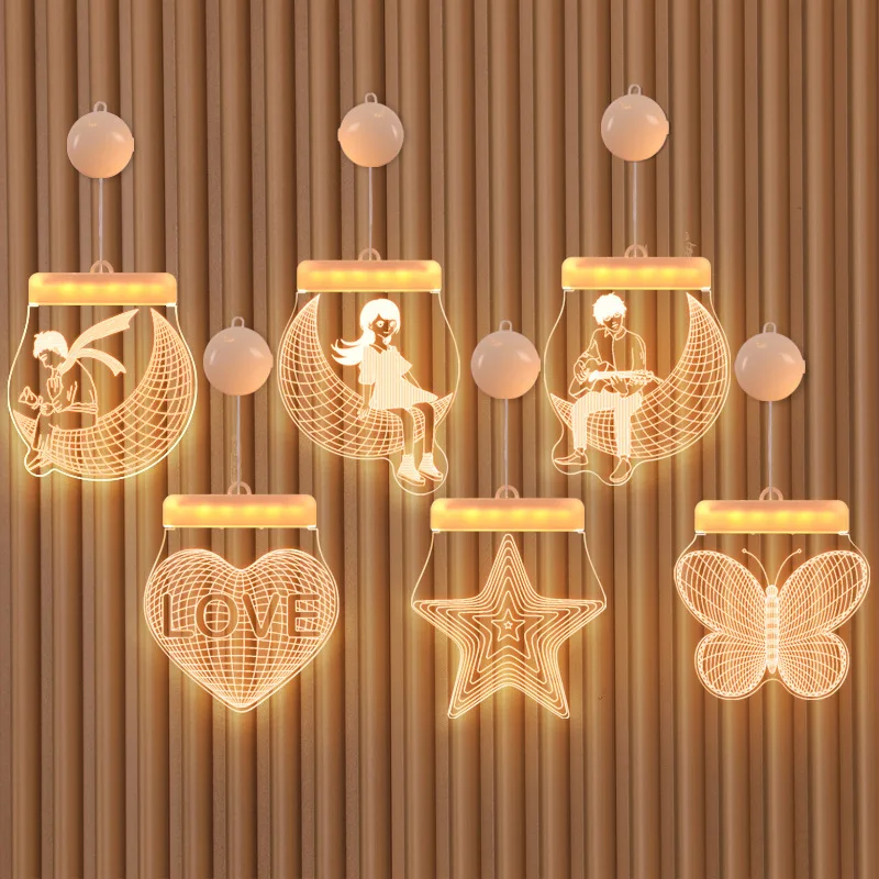 Room Decoration Lights 3D Hanging Lights Star Heart Moon Butterfly Lights Creative Modeling Night Light kids' Bedroom Layout
Room Decoration Lights 3D Hanging Lights Star Heart Moon Butterfly Lights Creative Modeling Night Light kids' Bedroom Layout