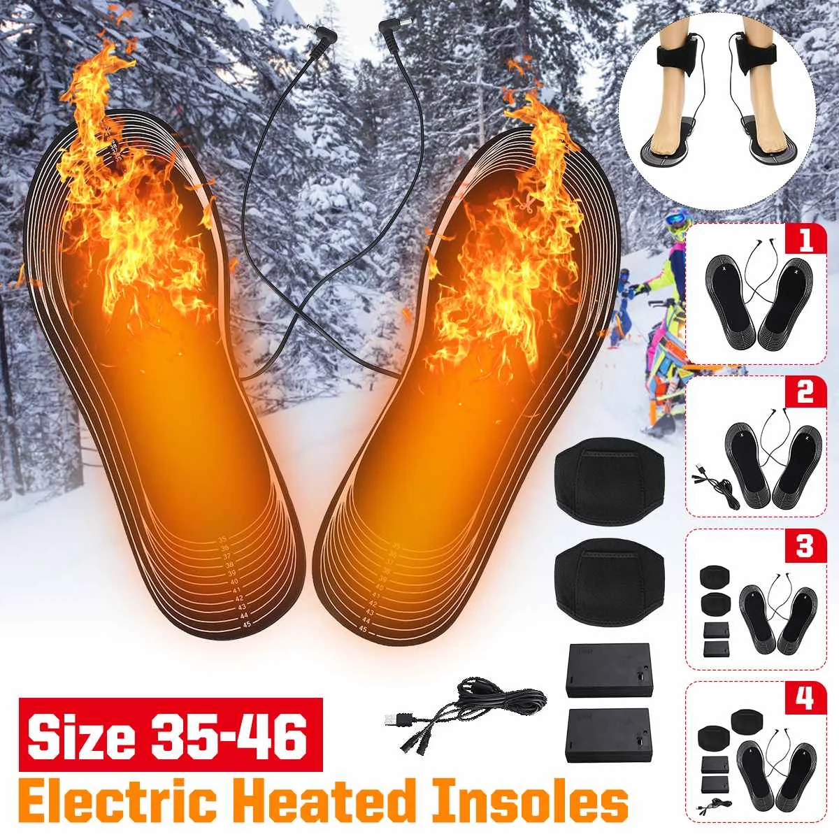 USB Electric Heated Insoles Foot Warmer Socks Feet Heater Indoor Outdoor Sports Heating Insoles for Winter Hunting Size 35-46
USB Electric Heated Insoles Foot Warmer Socks Feet Heater Indoor Outdoor Sports Heating Insoles for Winter Hunting Size 35-46