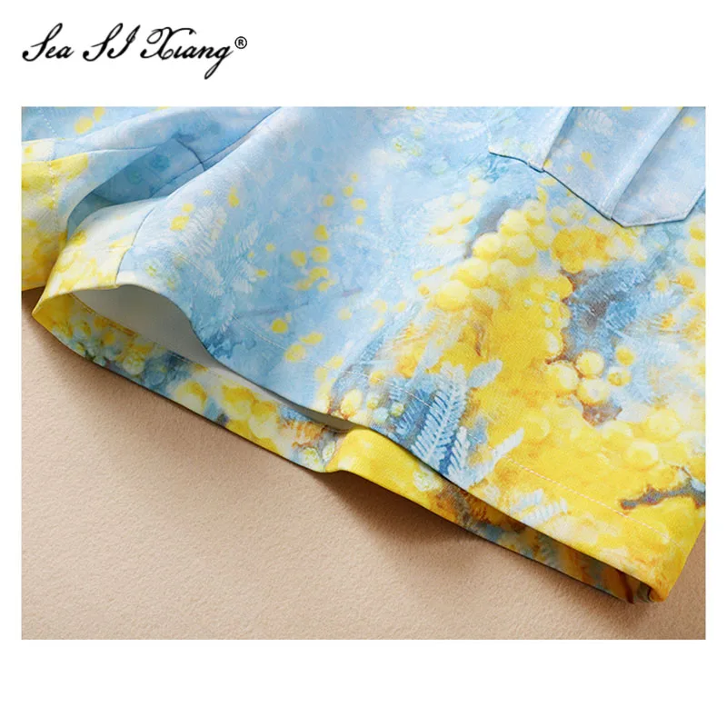 Seasixiang Fashion Designer Spring Set Women Long Sleeve Diamond Chiffon Blouses Tops + Pockets Shorts Print Two-Piece Sets
Seasixiang Fashion Designer Spring Set Women Long Sleeve Diamond Chiffon Blouses Tops + Pockets Shorts Print Two-Piece Sets