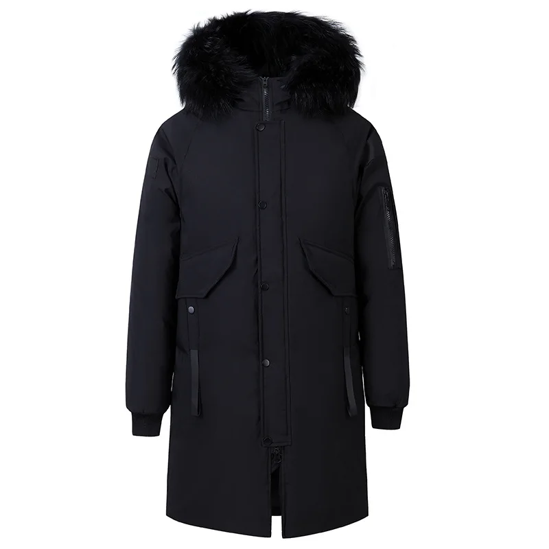 Winter Men Down Jacket Hooded Fur Collar Thick Warm Long Parkas Male Casual Solid Color Windproof Breathable Coats Black White
Winter Men Down Jacket Hooded Fur Collar Thick Warm Long Parkas Male Casual Solid Color Windproof Breathable Coats Black White