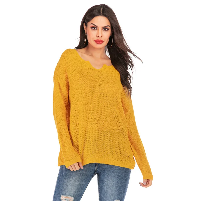 Women's Sweater New Fashion V-neck Pullover Pure Color Casual Knitted Long Sleeve Sweater Women's clothing Donsignet
Women's Sweater New Fashion V-neck Pullover Pure Color Casual Knitted Long Sleeve Sweater Women's clothing Donsignet