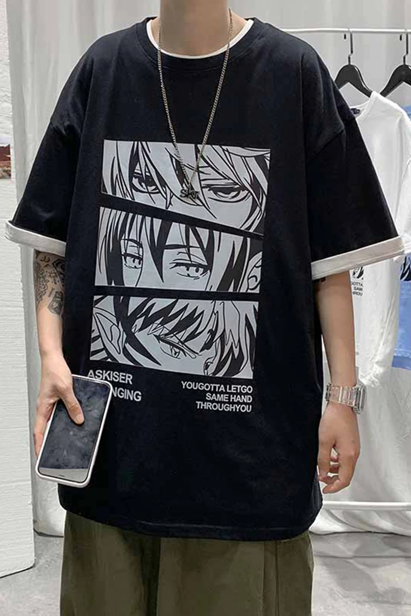 Short Sleeve T-shirt Men's Summer Printed Anime Half Sleeve Ins Fashion Brand Loose Versatile Casual Top
Short Sleeve T-shirt Men's Summer Printed Anime Half Sleeve Ins Fashion Brand Loose Versatile Casual Top