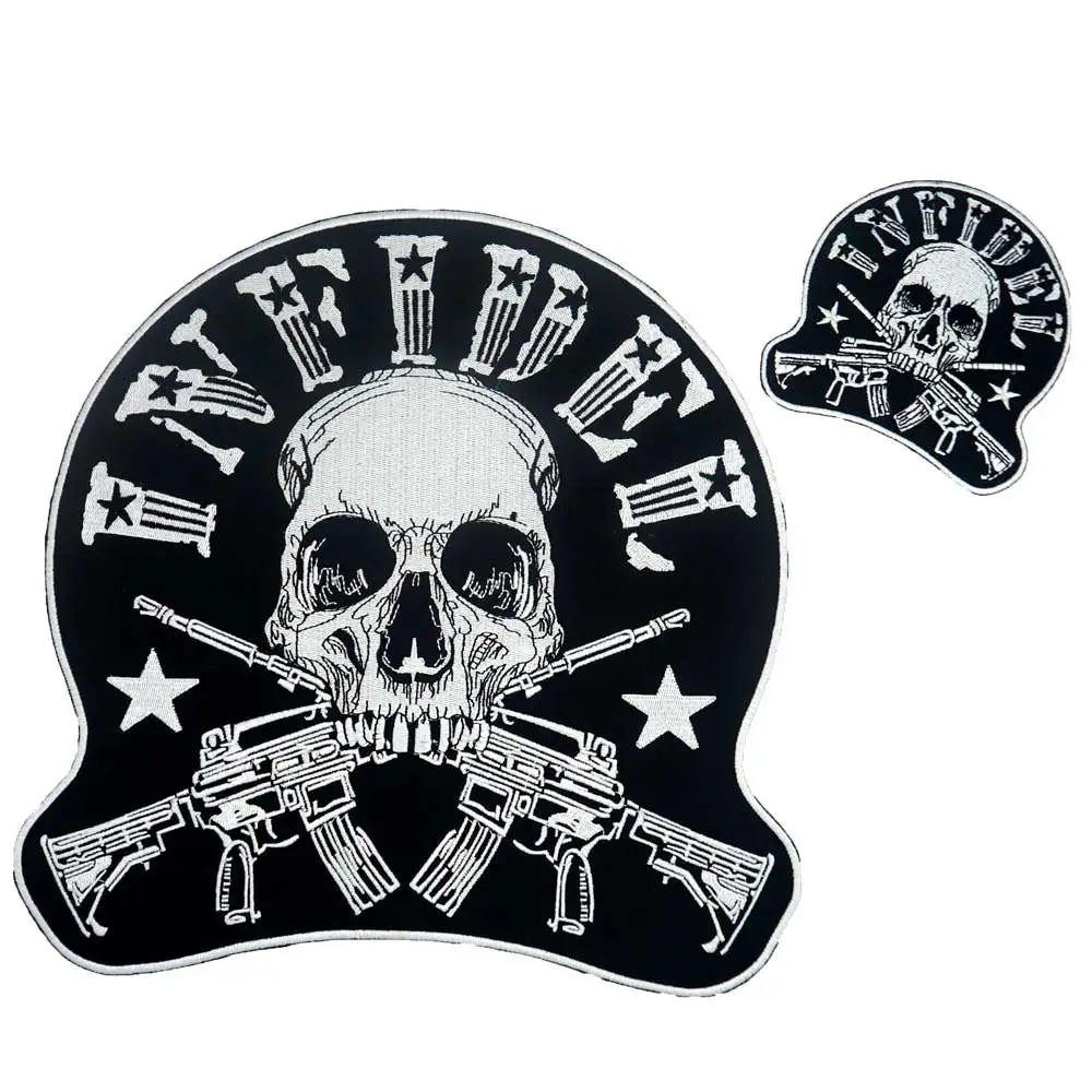 INFIDEL SKULL GUN Patch Embroidered Applique Sewing Label punk biker Patches Clothes Stickers Apparel Accessories Badge
INFIDEL SKULL GUN Patch Embroidered Applique Sewing Label punk biker Patches Clothes Stickers Apparel Accessories Badge