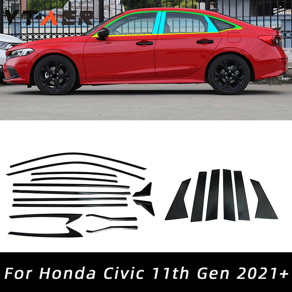 Exterior Accessories Black Side Door Full Window Sill with Pillar Sticker 20pcs For Honda Civic Sedan 11th Gen 2021 2022
Exterior Accessories Black Side Door Full Window Sill with Pillar Sticker 20pcs For Honda Civic Sedan 11th Gen 2021 2022