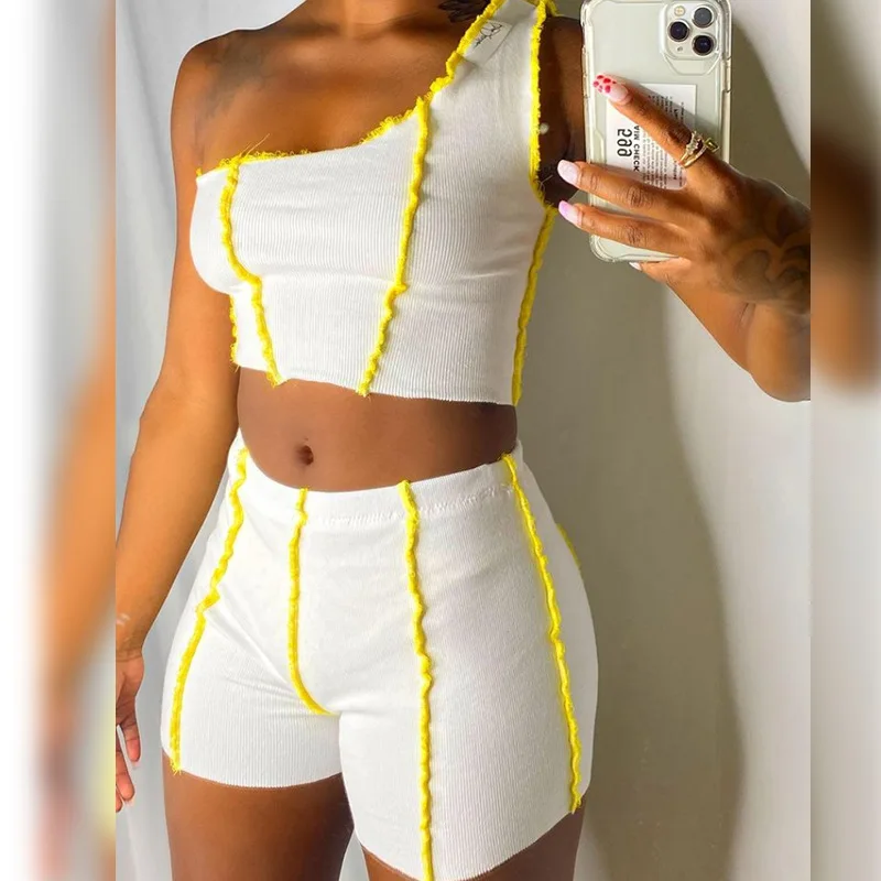 UETEEY Ribbed Cropped Top And Shorts Matching Sets One Shoulder Patchwork Women's Bodycon Two Piece Outfits Summer Sportswear
UETEEY Ribbed Cropped Top And Shorts Matching Sets One Shoulder Patchwork Women's Bodycon Two Piece Outfits Summer Sportswear