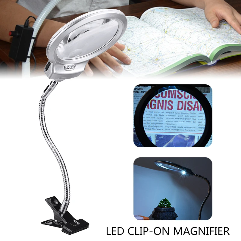 Durable With LED Light Clip-on Loupe Magnifier Desk Reading Embroidering Magnifying Equipment Tool Glass Loupe
Durable With LED Light Clip-on Loupe Magnifier Desk Reading Embroidering Magnifying Equipment Tool Glass Loupe