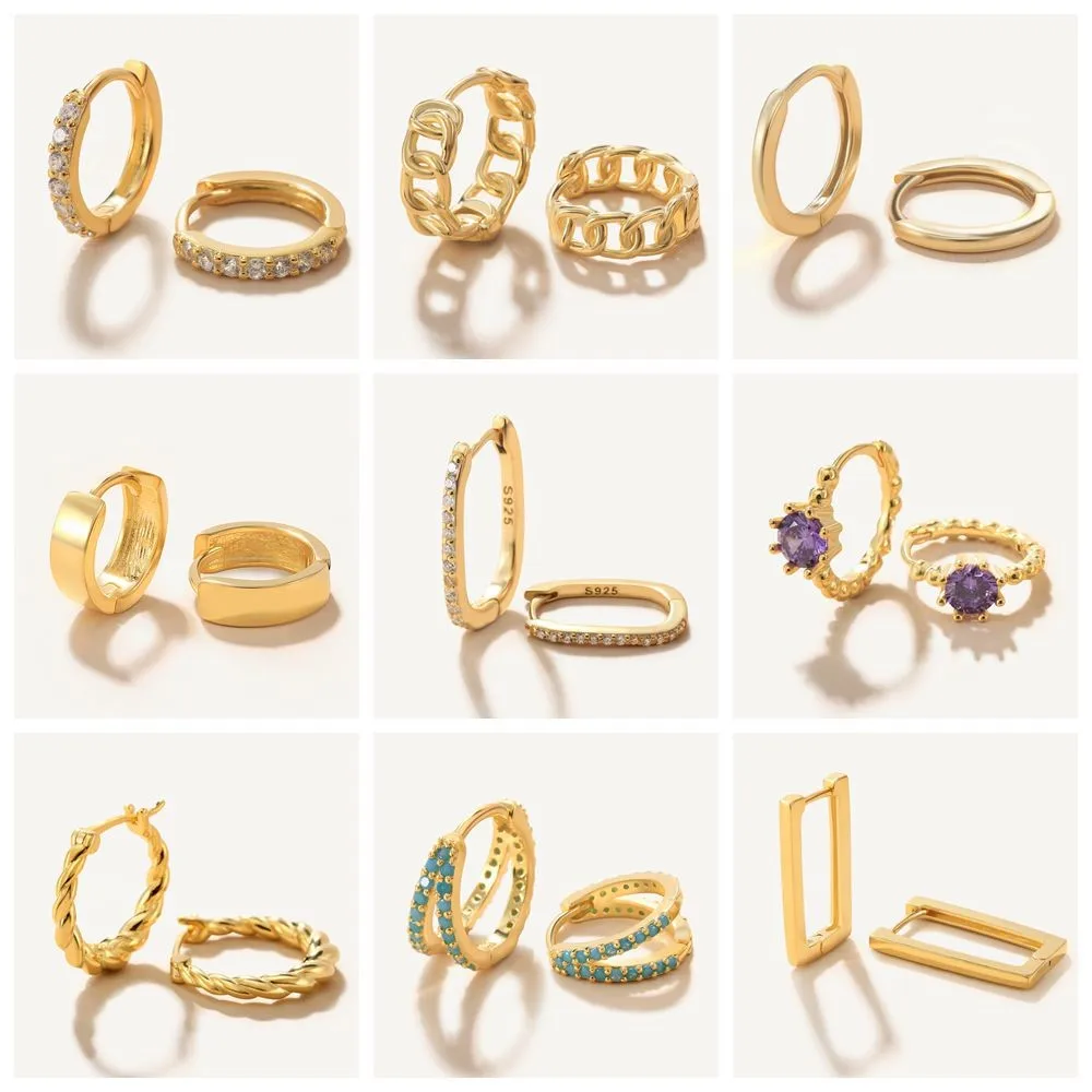CANNER 925 Sterling Silver Gold Plated Cubic Zirconia Ear Hoop Earrings Women Piercing Huggie Round Circle Earings Fine Jewelry
CANNER 925 Sterling Silver Gold Plated Cubic Zirconia Ear Hoop Earrings Women Piercing Huggie Round Circle Earings Fine Jewelry